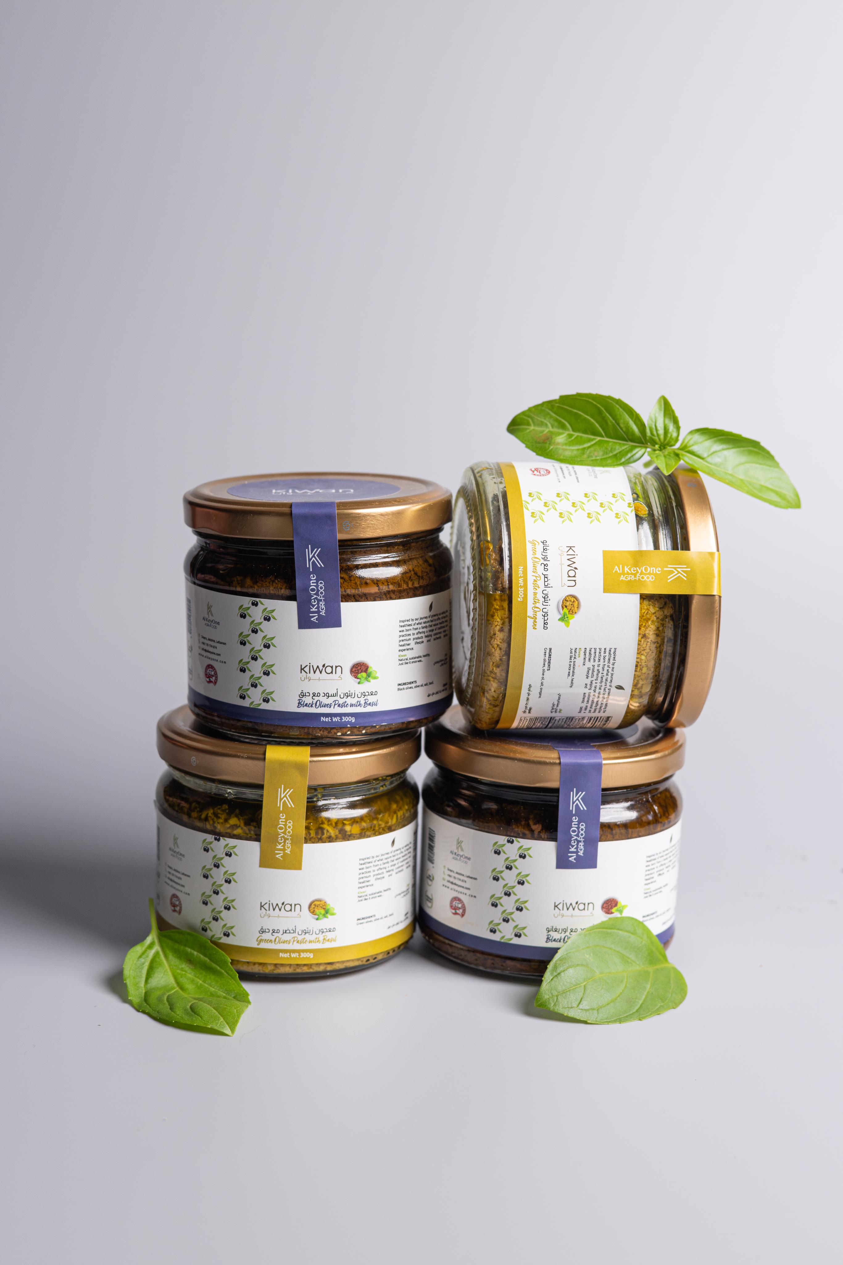 BLACK OLIVES PASTE WITH BASIL 300g – KIWAN